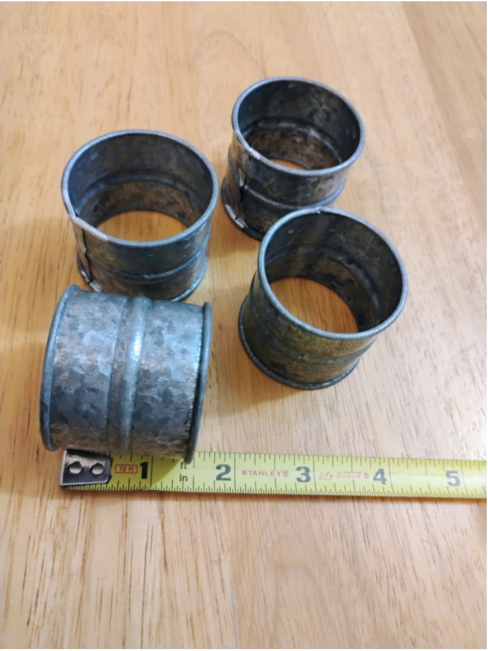 Set of 4 Rustic Galvanized Metal Bucket Style Napkin Rings